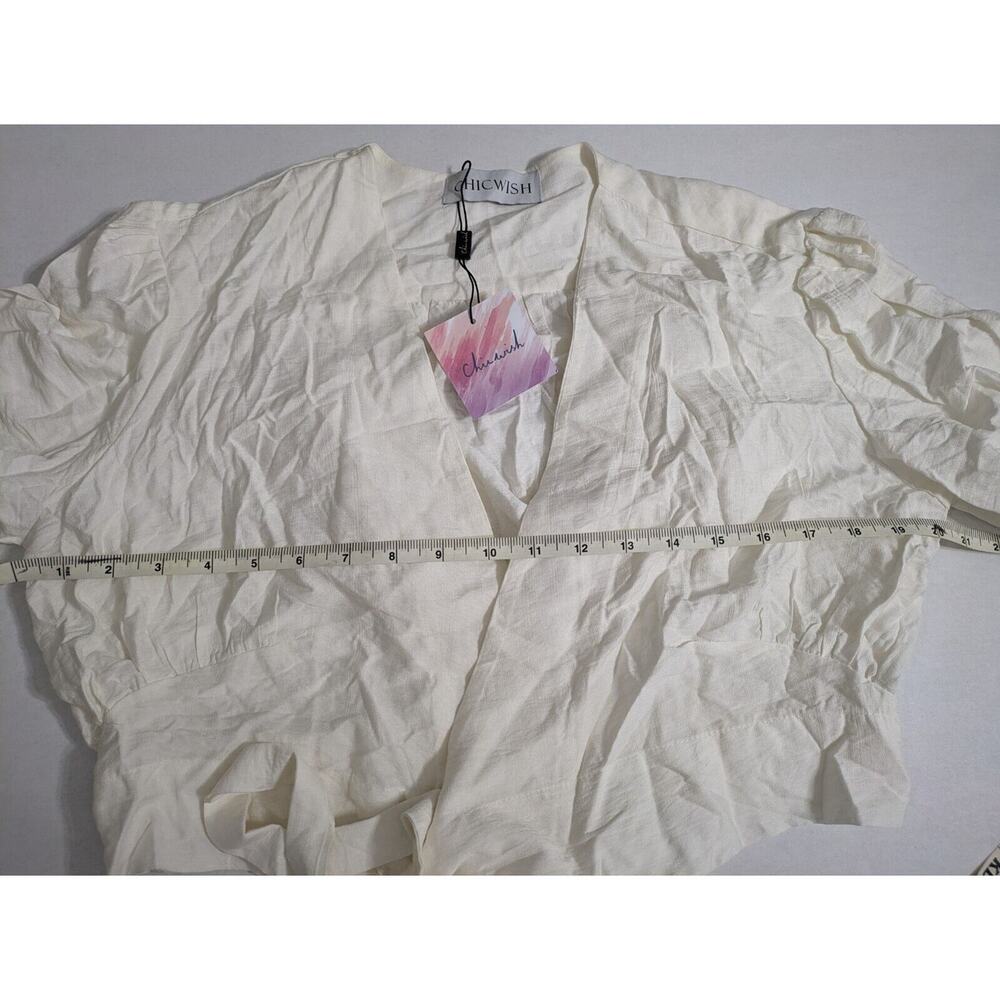 Chicwish Top Women's Small White Ivory Crop Top Tie Strap Blazer Wrapped NWT‎ - Picture 6 of 9